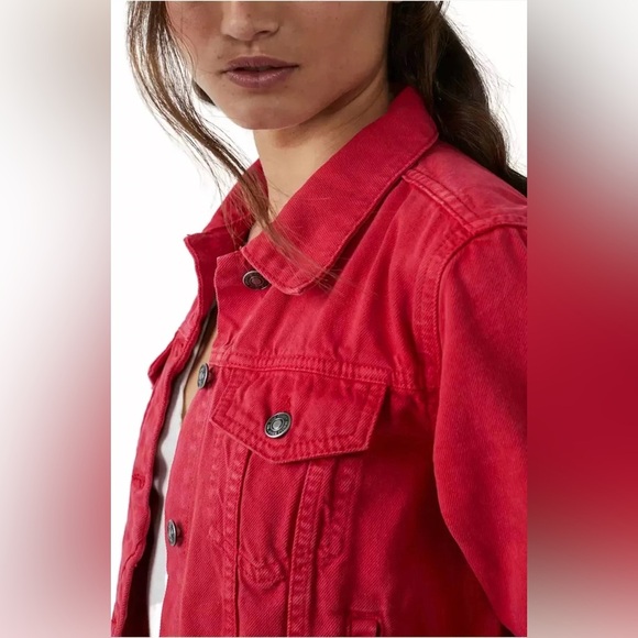 Free People- Rumors strawberry spritz denim jacket-XS-EUC - Picture 2 of 13